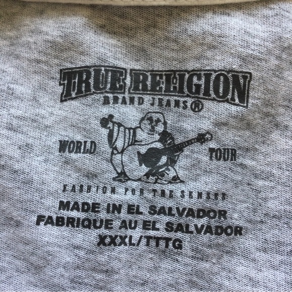 True Religion Burgundy Graphic Tee Sz XXXL - Picture 4 of 4